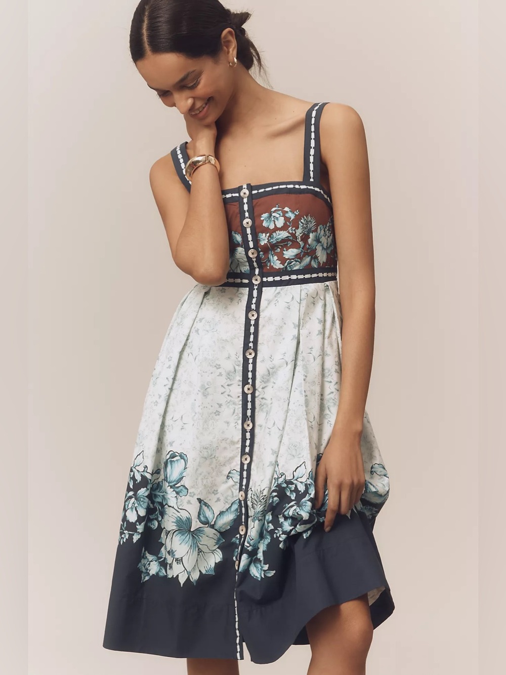 Maeve
Sleeveless Square-Neck Button-Front Midi Dress